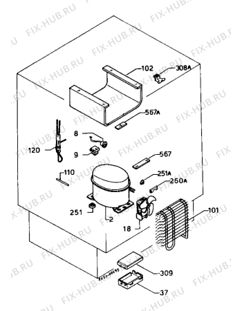 Взрыв-схема холодильника Zanussi ZU6151 - Схема узла Cooling system 017